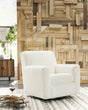 Herstow Ivory Swivel Glider Accent Chair - Ella Furniture
