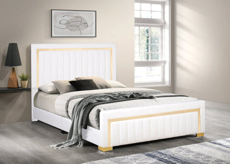 Heindal White Upholstered Panel Twin Bed