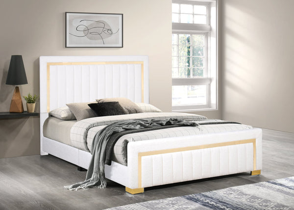Heindal White Upholstered Panel Twin Bed
