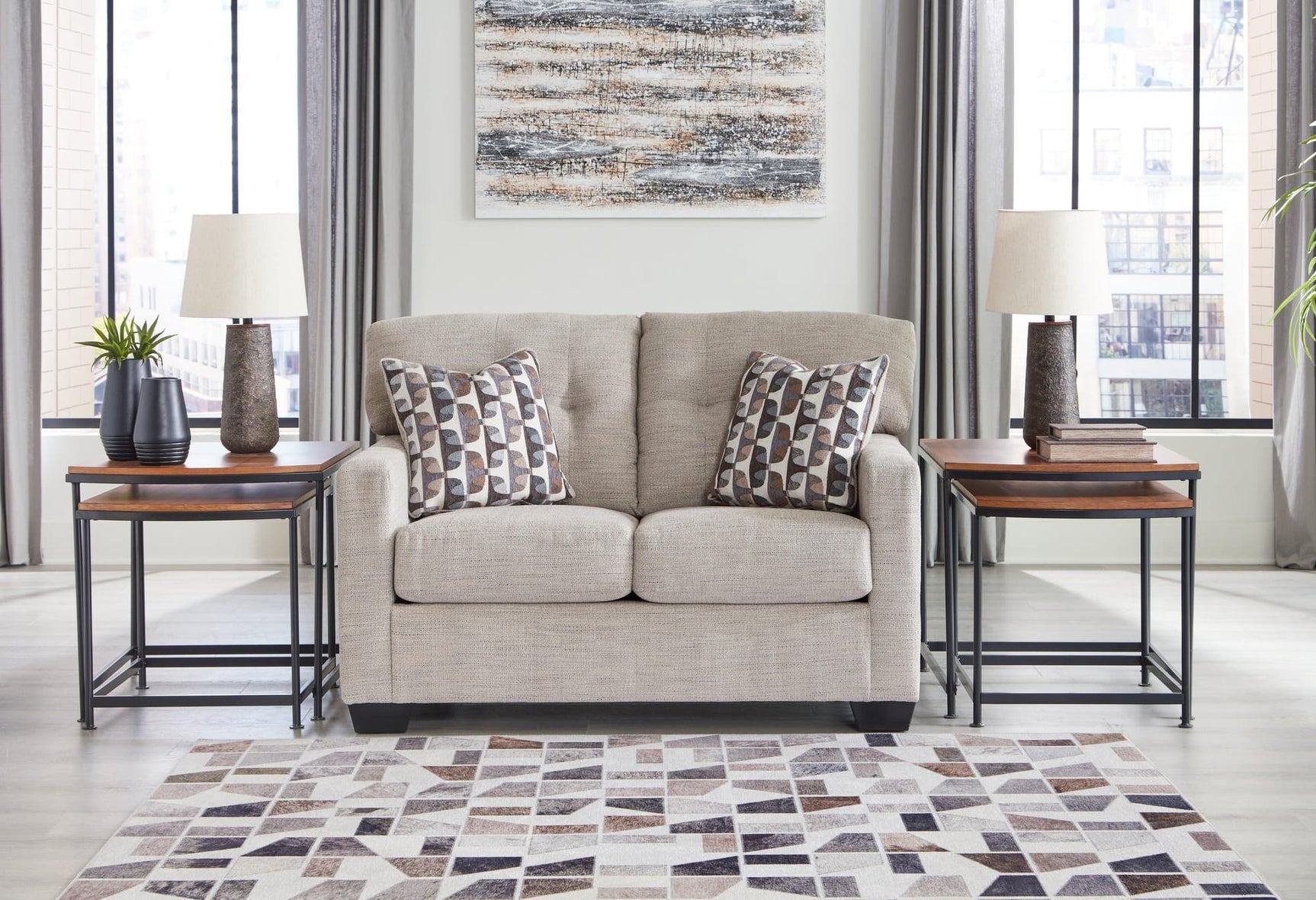 Mahoney Pebble Chenille Loveseat - Ella Furniture
