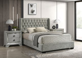 Daphne Light Gray Upholstered Tufted Panel King Bed