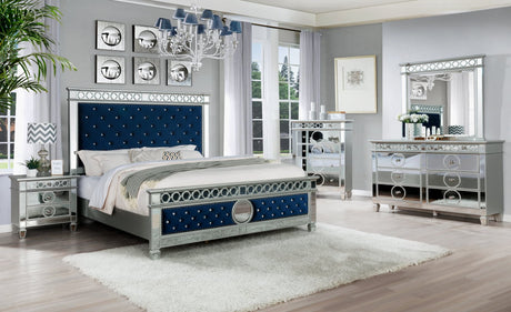 James Silver Upholstered Tufted Panel Bedroom Set