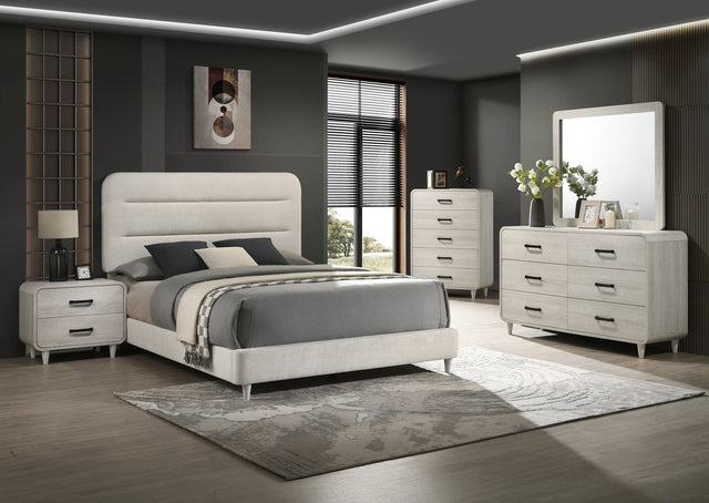 Nyomi White Upholstered Panel Bedroom Set