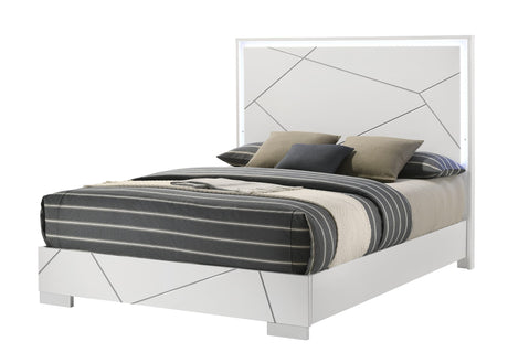 Ayla White LED Panel Queen Bed