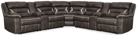Kincord Midnight Faux Leather 3-Piece Power Reclining Sectional - Ella Furniture