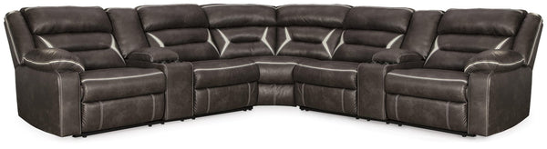 Kincord Midnight Faux Leather 3-Piece Power Reclining Sectional - Ella Furniture