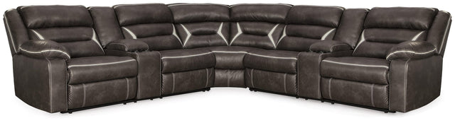 Kincord Midnight Faux Leather 3-Piece Power Reclining Sectional - Ella Furniture