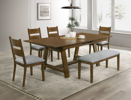 Everly Brown Gray Rectangular Extendable Dining Room Set