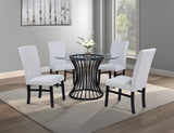 Tracy Dove Glass Top Round Dining Room Set