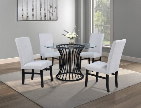 Tracy Dove Glass Top Round Dining Room Set