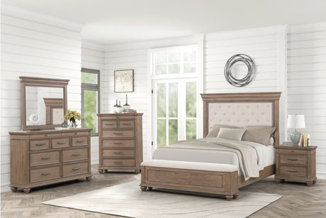 Nashville Light Brown Upholstered Tufted Panel Bedroom Set