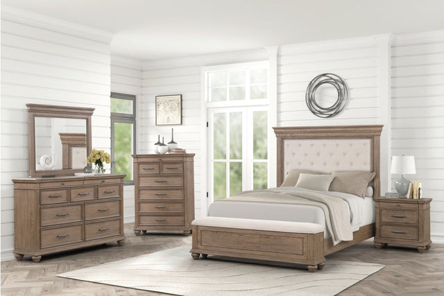Nashville Light Brown Upholstered Tufted Panel Bedroom Set