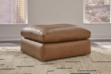 Emilia Caramel Leather Oversized Accent Ottoman - Ella Furniture