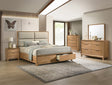 Florian Light Brown Upholstered Storage Platform Bedroom Set