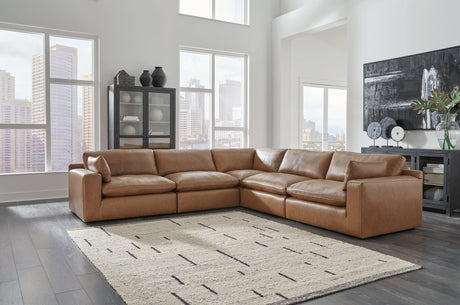 Emilia Caramel 5-Piece Sectional [ETA: 07/22] - Ella Furniture