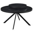 Briggs Round Marble Printed Glass Top Coffee Table Black