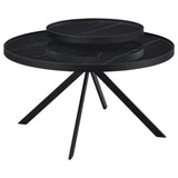 Briggs Round Marble Printed Glass Top Coffee Table Black