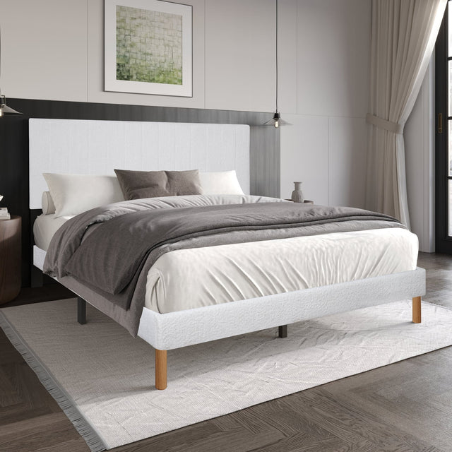 Heiden White Upholstered Platform Twin Bed