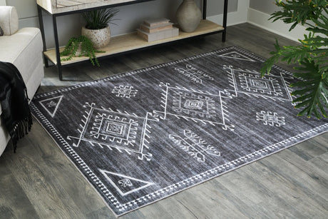 Arloman Black/cream/gray 5' X 7' Rug - Ella Furniture