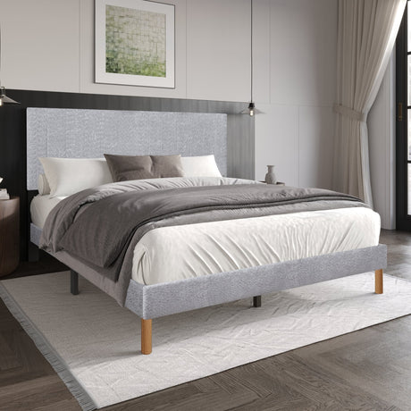 Heiden Light Gray Upholstered Platform Twin Bed