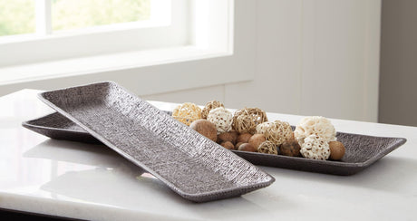 Garekton Pewter Finish Tray (Set Of 2) - Ella Furniture