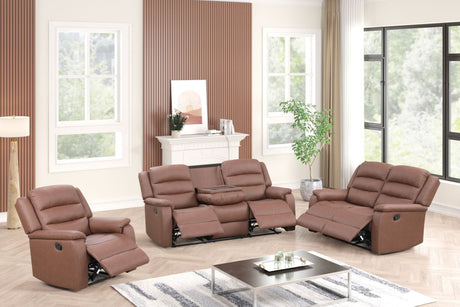 Hope Brown Polyester 3-Piece Reclining Set