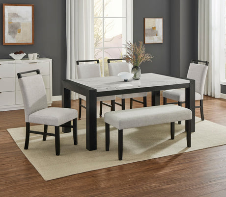 Jules Light Gray Faux Marble Dining Room Set