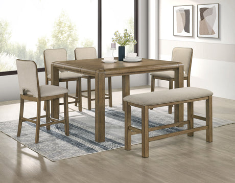 Cockrell Light Brown Rectangular Counter Height Set