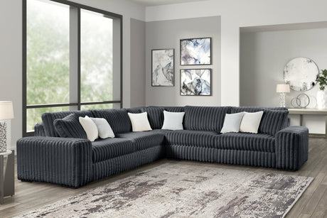 Marshmallow Charcoal Corduroy Fabric Oversized Sectional