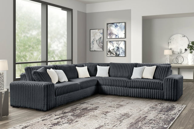 Marshmallow Charcoal Corduroy Fabric Oversized Sectional