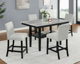 Marbel Light Gray Faux Marble Counter Height Set