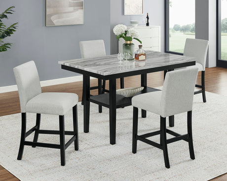 Marbel Light Gray Faux Marble Counter Height Set