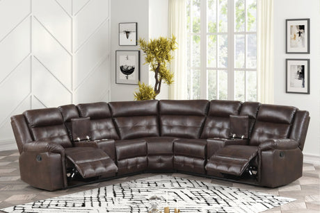 Jacob Espresso Leather Gel Reclining Sectional