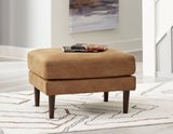 Telora Caramel Microfiber Ottoman - Ella Furniture