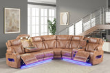 Barcelona Brown Power Reclining Sectional w Power Headrests