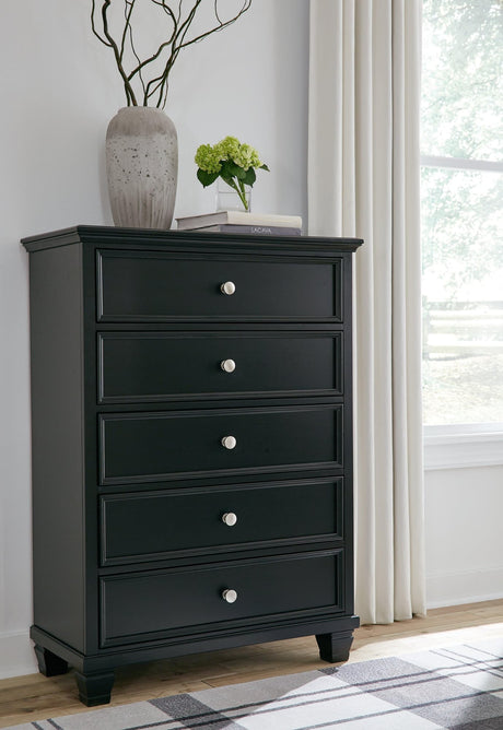 Lanolee Black Chest Of Drawers - Ella Furniture