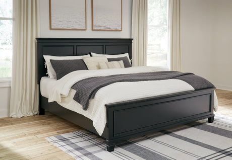 Lanolee Black King Panel Bed - Ella Furniture