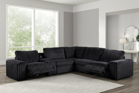 Amelia Onyx Power Reclining Sectional w Bluetooth Speakers