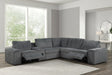 Amelia Charcoal Power Reclining Sectional w Bluetooth Speakers