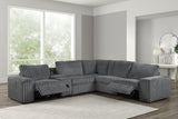 Amelia Charcoal Power Reclining Sectional w Bluetooth Speakers