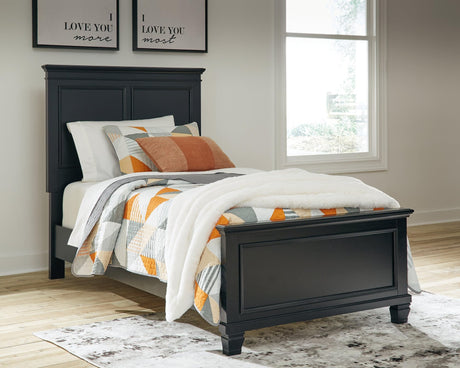Lanolee Black Twin Panel Bed - Ella Furniture