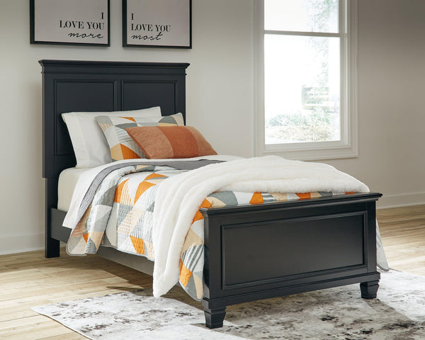 Lanolee Black Twin Panel Bed - Ella Furniture