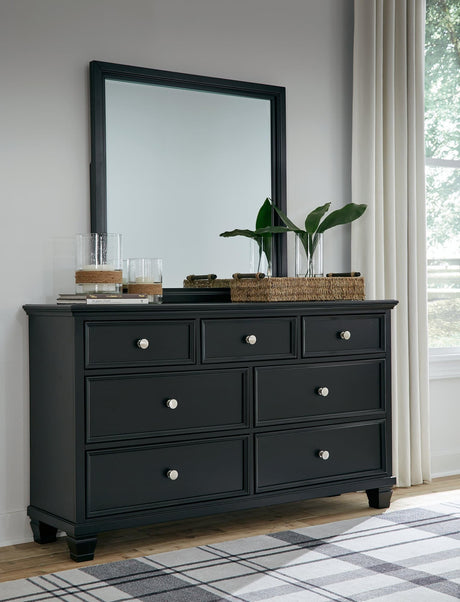 Lanolee Black Dresser And Mirror - Ella Furniture