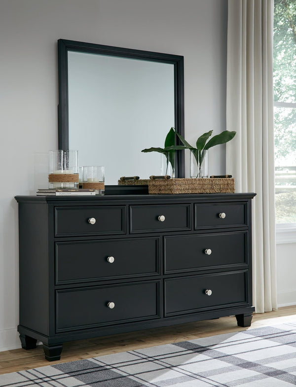 Lanolee Black Dresser And Mirror - Ella Furniture