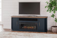 Landocken Two-tone 83" Tv Stand With Electric Fireplace - Ella Furniture