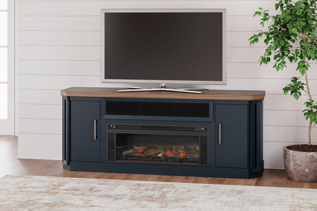 Landocken Two-tone 83" Tv Stand With Electric Fireplace - Ella Furniture