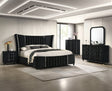 Armany Black Upholstered Wingback Panel Bedroom Set
