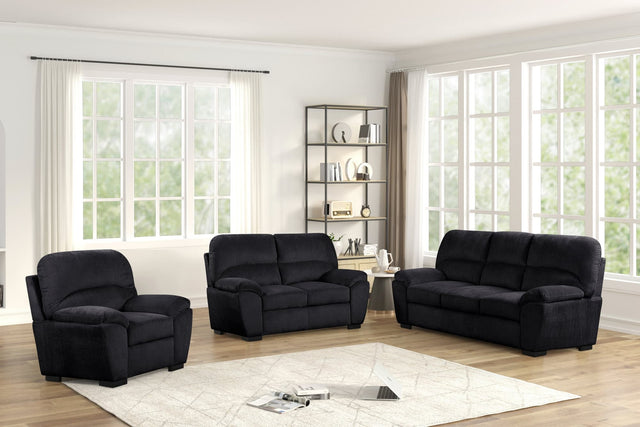 Tiffany Black Fabric 3-Piece Living Room Set