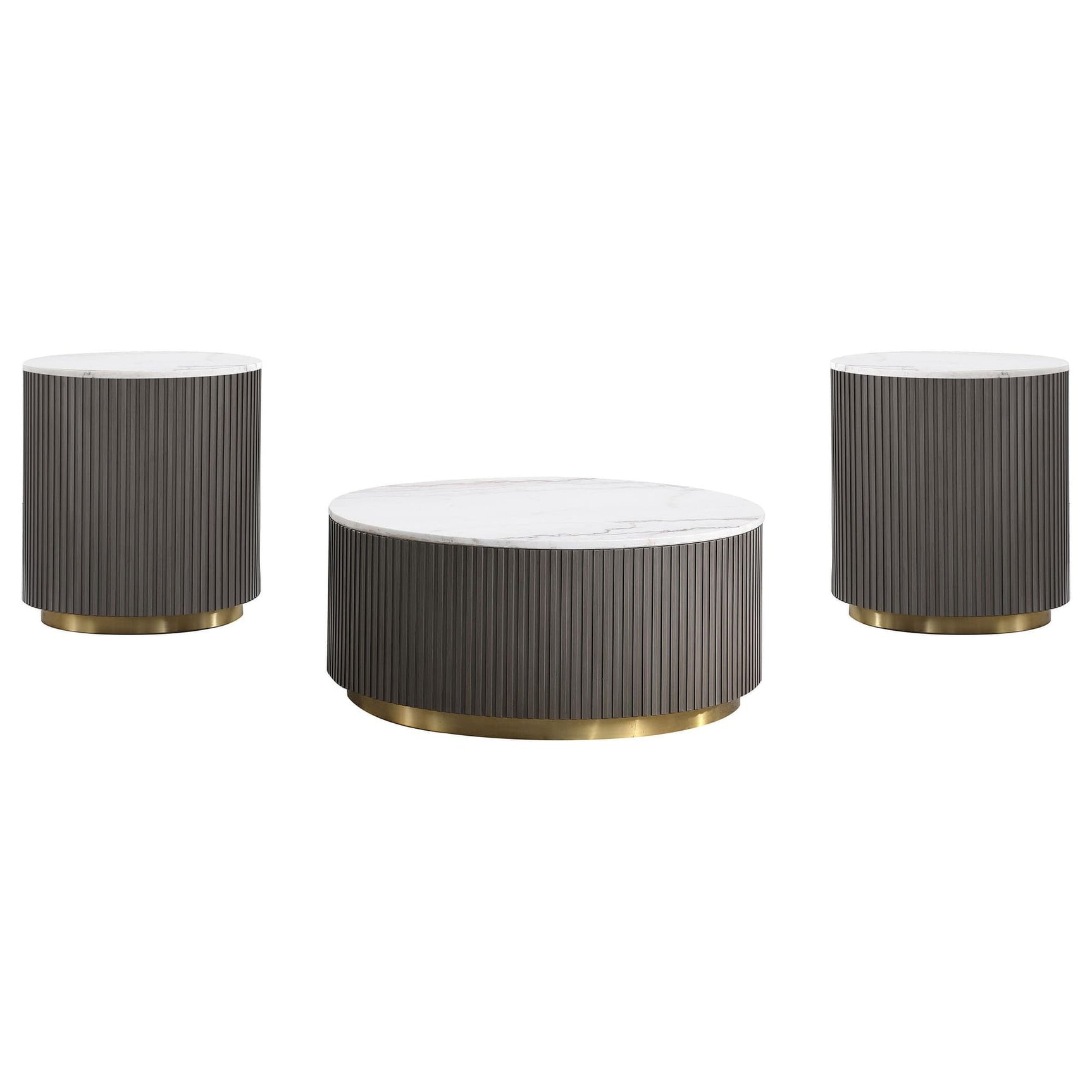 Jason 3-piece Round Marble Coffee and End Table Set White