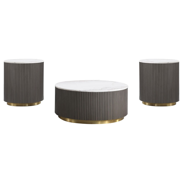 Jason 3-piece Round Marble Coffee and End Table Set White
